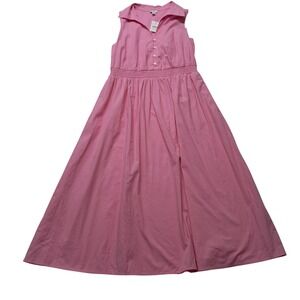 NWT J. Crew‎ Factory Dress Women's 8 Midi Pink Sleeveless Collared Pockets
